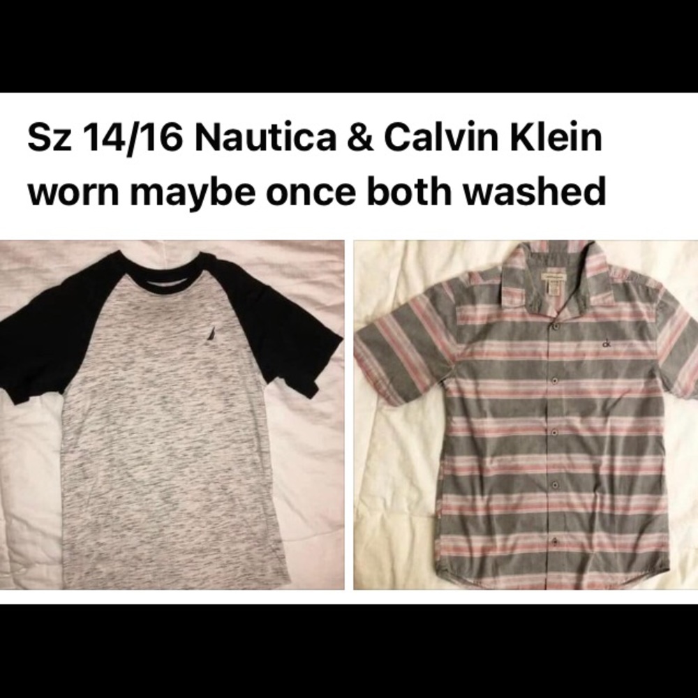 - Boys tops maybe worn once if at all both are washed sz  14–16